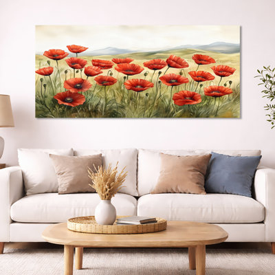 Poppy Wall Art, Red Flower Canvas, Poppies In The Breeze