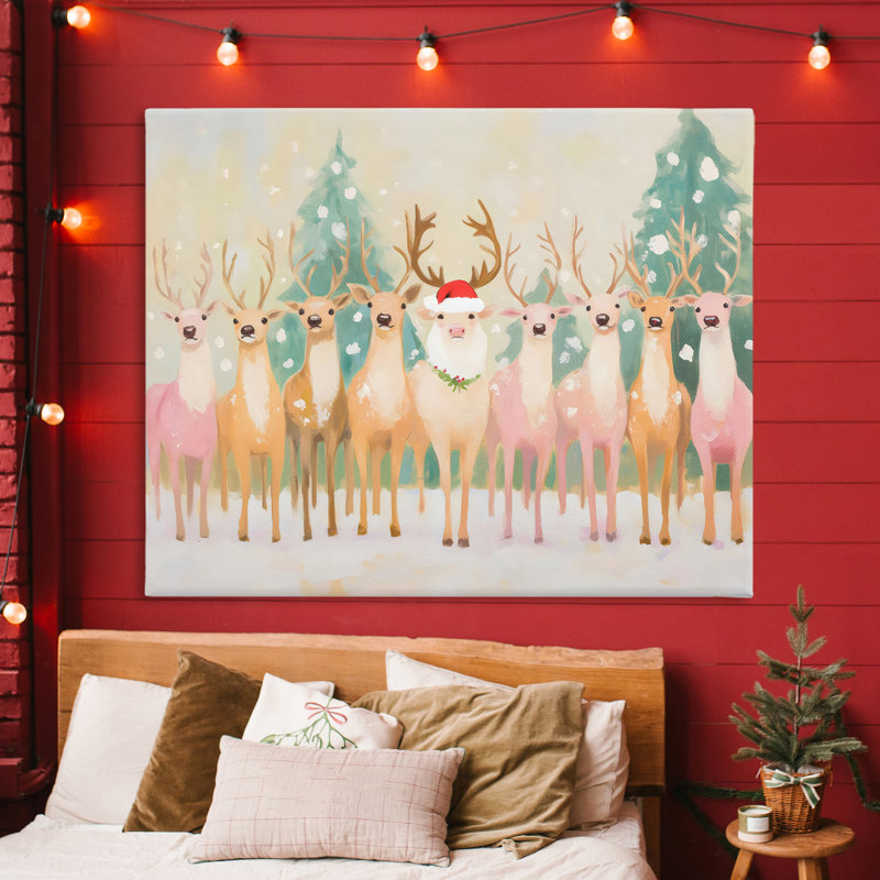 «Pastel Santa's Reindeer», conception par Arlington Prints, H 36 po x l 48 po