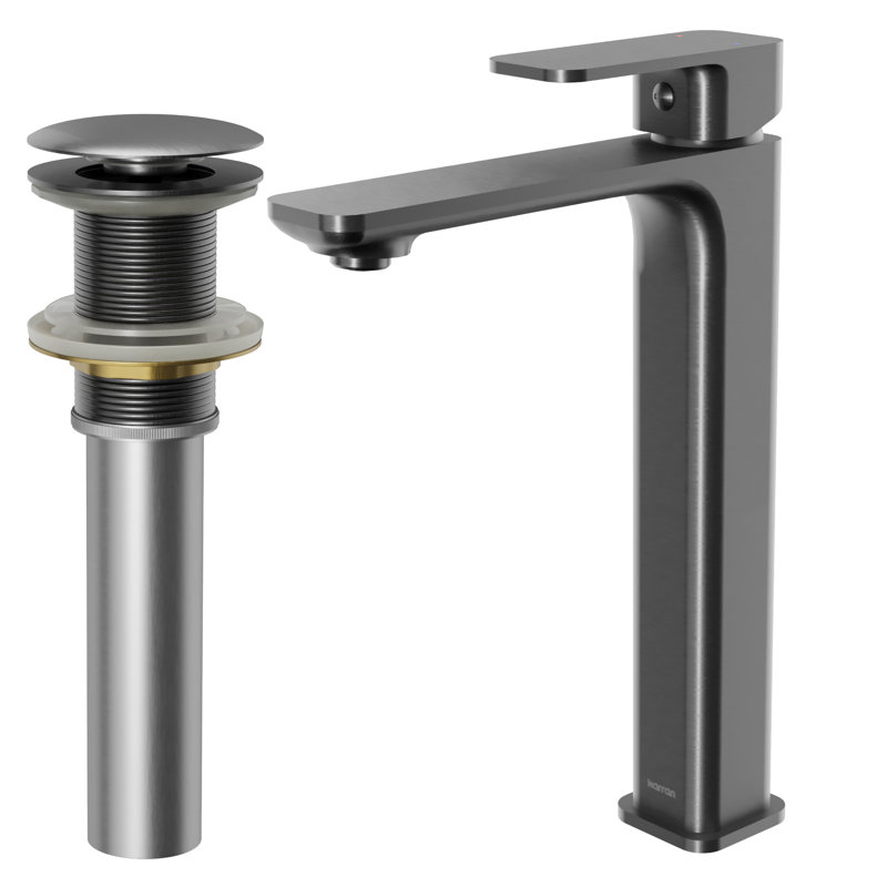 Single-handle Bathroom Faucet with Drain Assembly, Gunmetal Gray