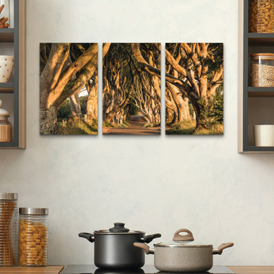 Ensemble de 3 panneaux muraux - Stefan Hefele «The Avenue», art mural sur toile pour le salon, la chambre à coucher ou le bureau 