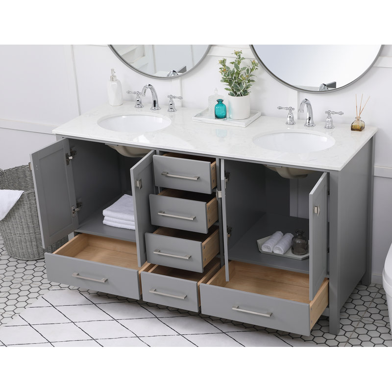 Ensemble de meuble-lavabo double 60 "Irene, Gris