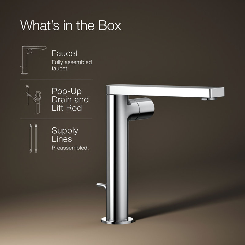 Single-Handle Bathroom Faucet with Drain Assembly, Polished Chrome