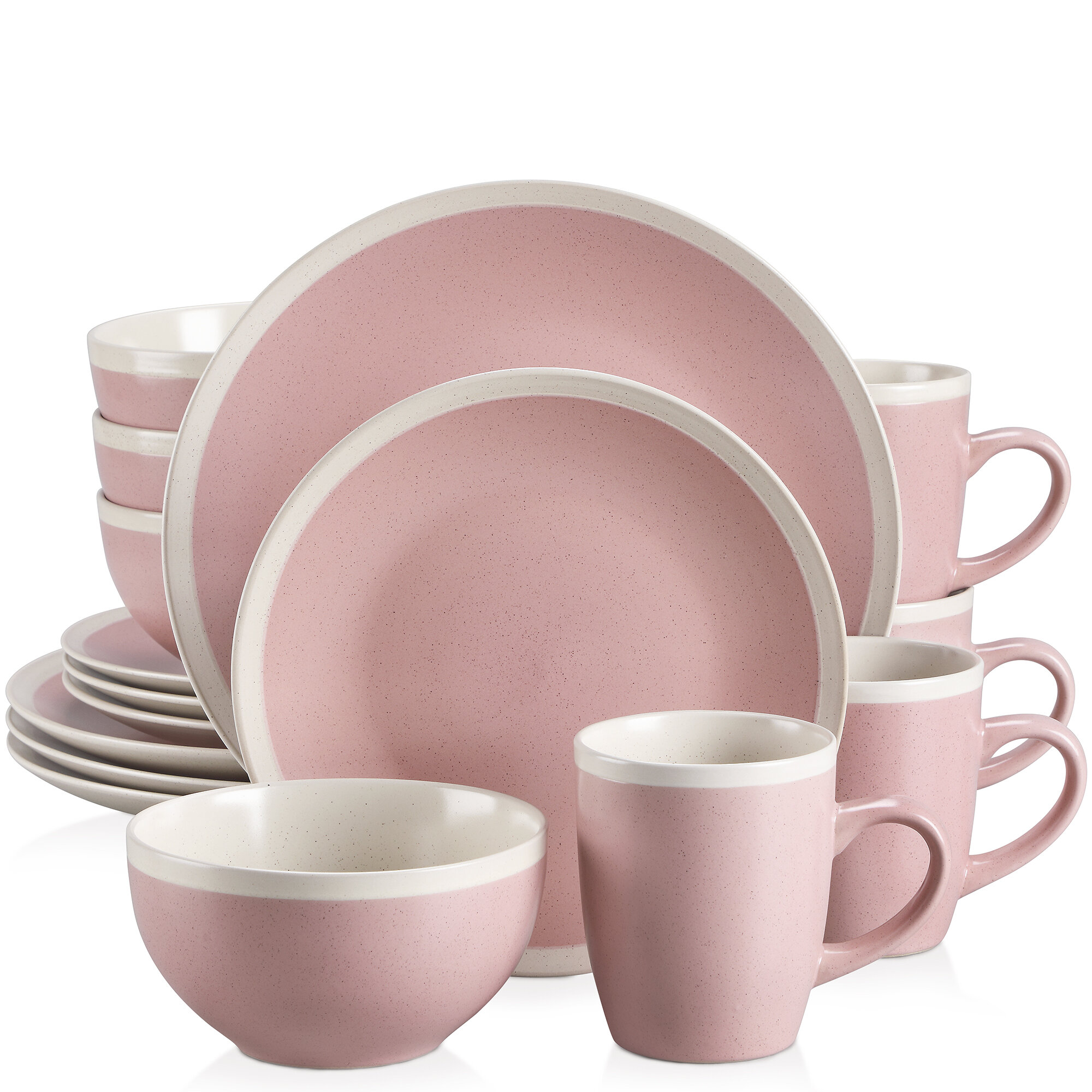 Pink Classic simple modern mugs Solid Matte Coffee cups matte pink capacity  12 oz durable Set of 4