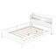 Lit plateforme double en bois blanc avec rangement à DEL, tête de lit et garde-corps, Nuance-869117948-869117947