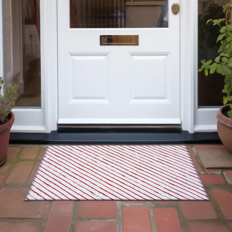 Tapis rouge de Noël Xhevrie intérieur / extérieur lavable à la machine, Rectangle 1'8" x 2'6"