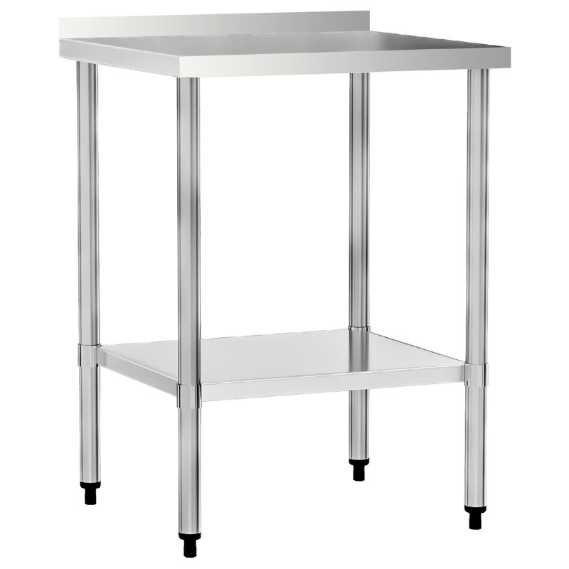 Table de travail de calibre 18 24 po X avec dosseret de 4 po et tablette inférieure pour les cuisines commerciales. Dosseret en acier inoxydable antirouille à surface lisse. Idéal pour la restauration, facile d'entretien,