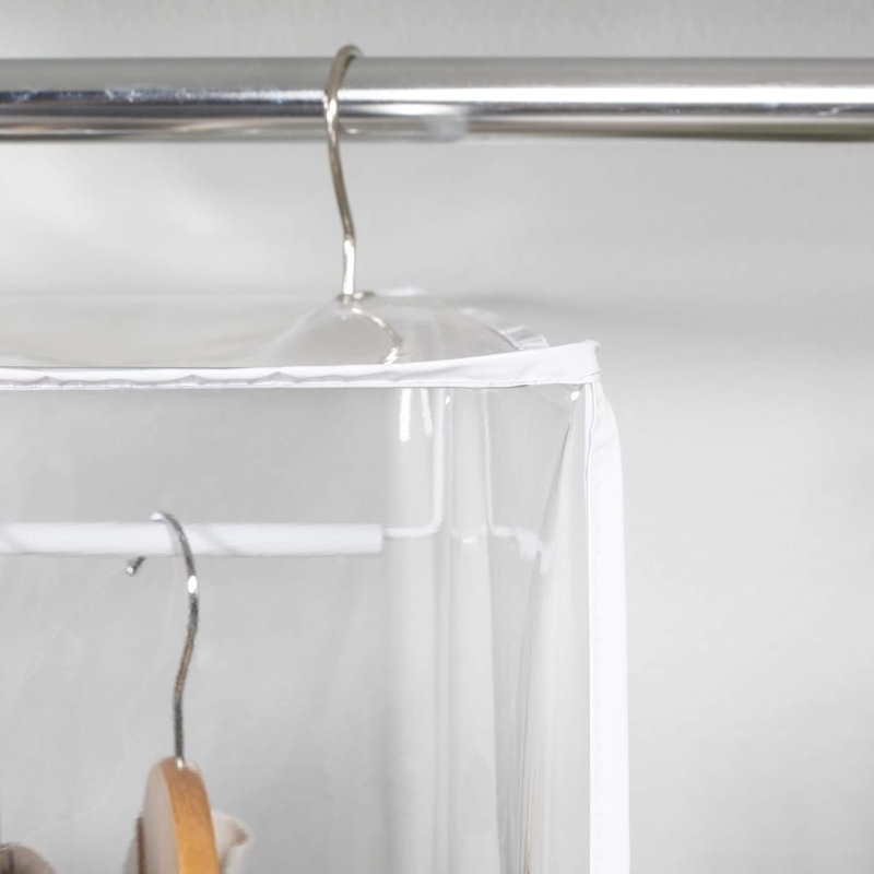 Organisateur de penderie transparent, housse de sac à vêtements à fermeture à glissière avec tige