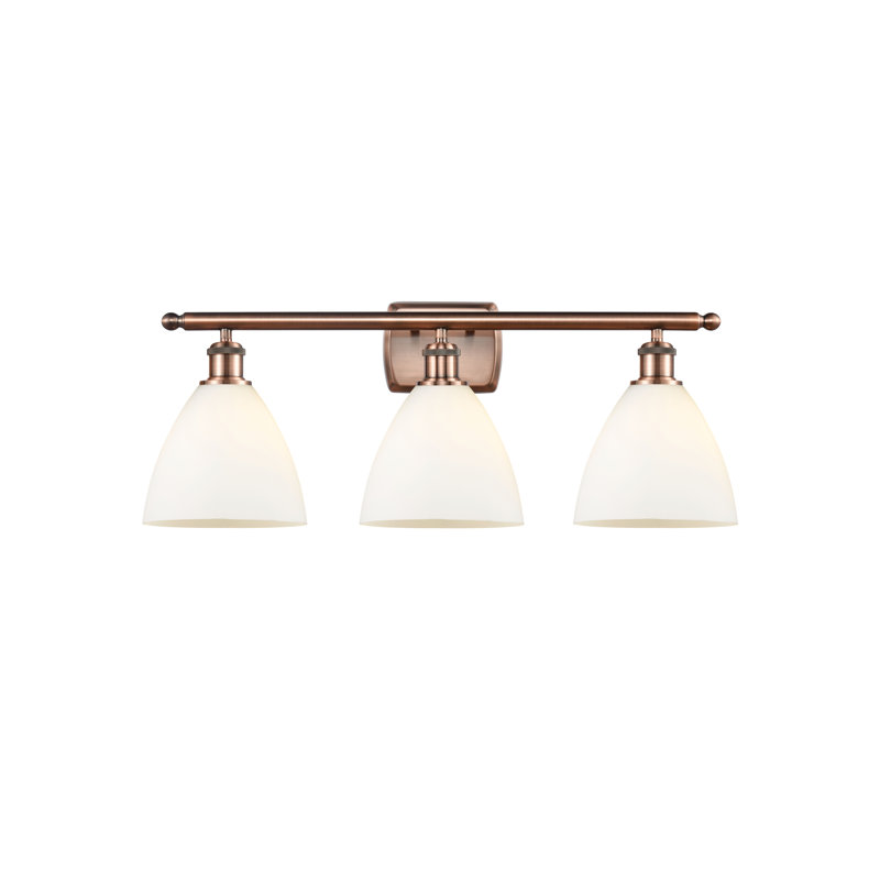 Éclairage pour meuble-lavabo 3 lumières Shauna, Blanc mat, Incandescente, Cuivre antique