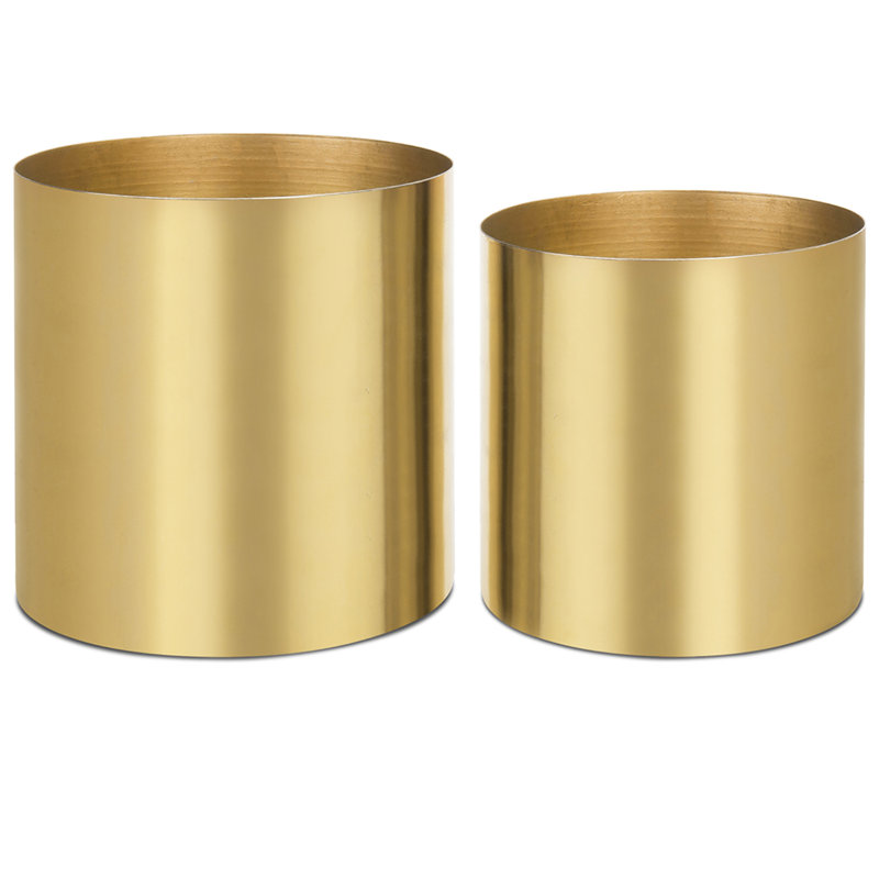 Jaspal Brushed Brass Plated Pot Planter Indoor, Gold