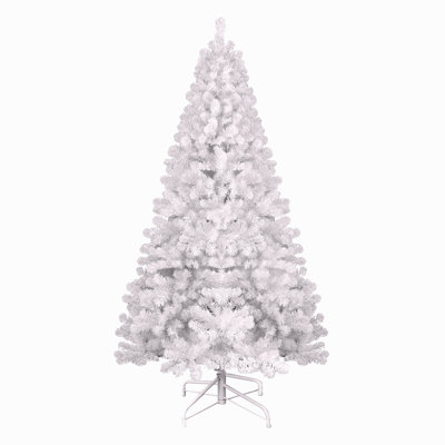 6Ft White Christmas Tree With Memory Wire, 760 Tips Hinged Artificial PVC Tree, Easy Assembly Holiday Xmas Tree For Indoor Decor (Ornaments Not Included)