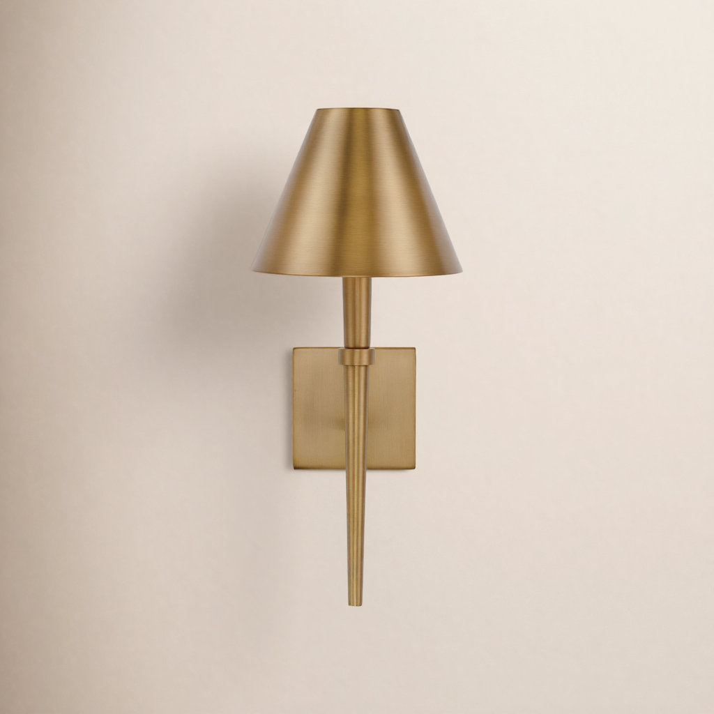 Edmont Single Light Dimmable Candle Wall Light, Aged Brass