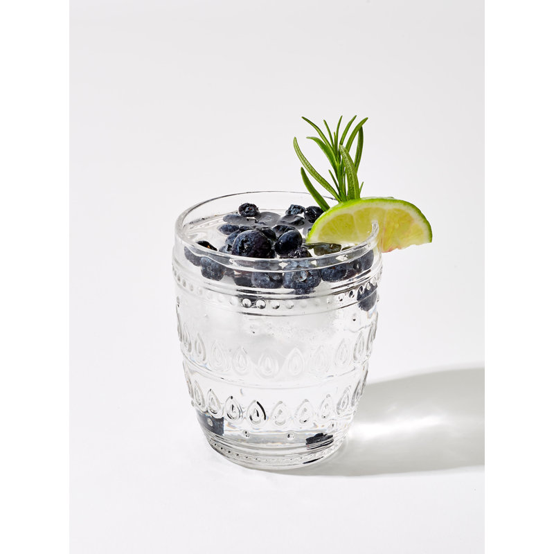 Fez Clear Textured Glass 12oz Old Fashion Glass Set of 4