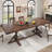 Dariusz Farmhouse Dining Table, Kitchen Rectangular Large Rustic Dinner Table, Adjustable Leg For Dining Living Room-14021330-14021356-15773195