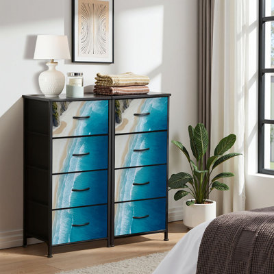 4 Drawer Dresser for Bedroom, Narrow Chest of Drawers, Wooden Top and Study Iron Frame 18"x37.5"-(WxH)