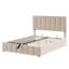 Lit tapissier beige avec rangement hydraulique efficace