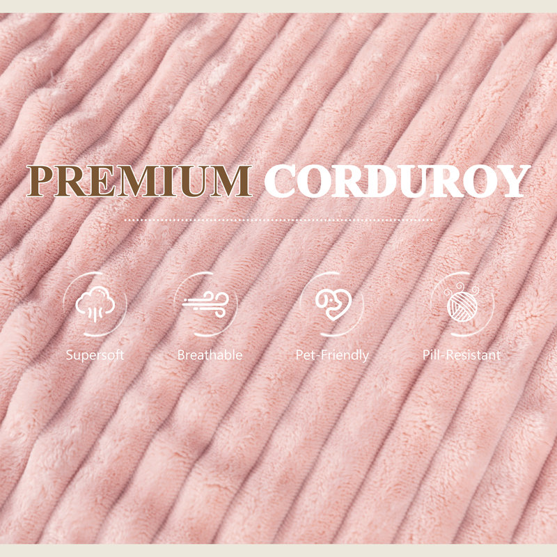 Boneless 104.3" Upholstered Cloudy Sectional, Pink Corduroy 
