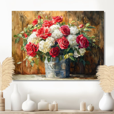 «Barnyard Blossom Arrangement At The Barn II - Assorted Bouquets», art mural en métal