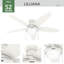Ventilateur de plafond encastré à 5 pales de 52 po avec lumières et chaînes de traction Lilliana-88028597