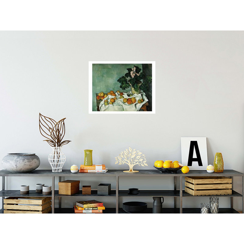 Nature morte avec des pommes et un pot de primevères par Paul Cézanne - Estampe numérique, H 22 po x l 28 po