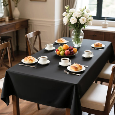 54"W x 70"L-Black2 Polyester Wrinkle-Resistant Waterproof Tablecloth for Indoor & Outdoor Use