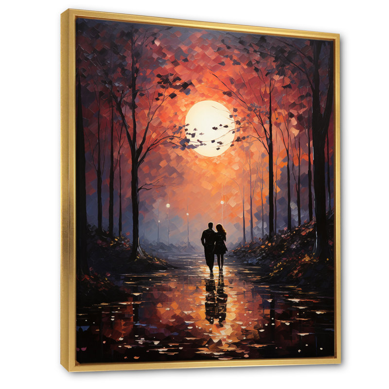 Lorah Couple romantique, paysage embrassant le coucher de soleil II sur toile, H 32 po x l 24 po x P 1 po