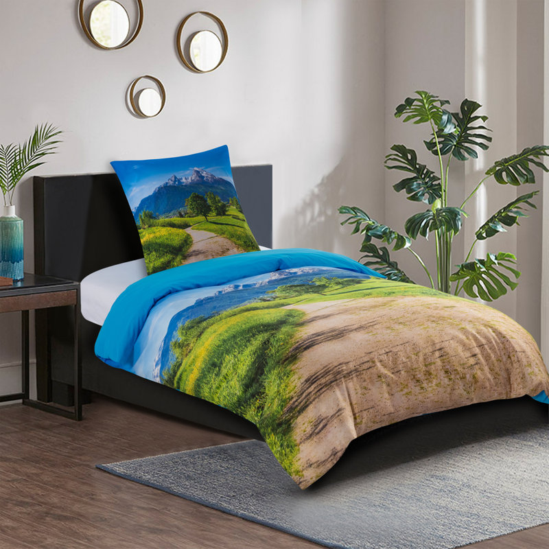 Cotton No Pattern Duvet Cover Set with Pillowcases Included