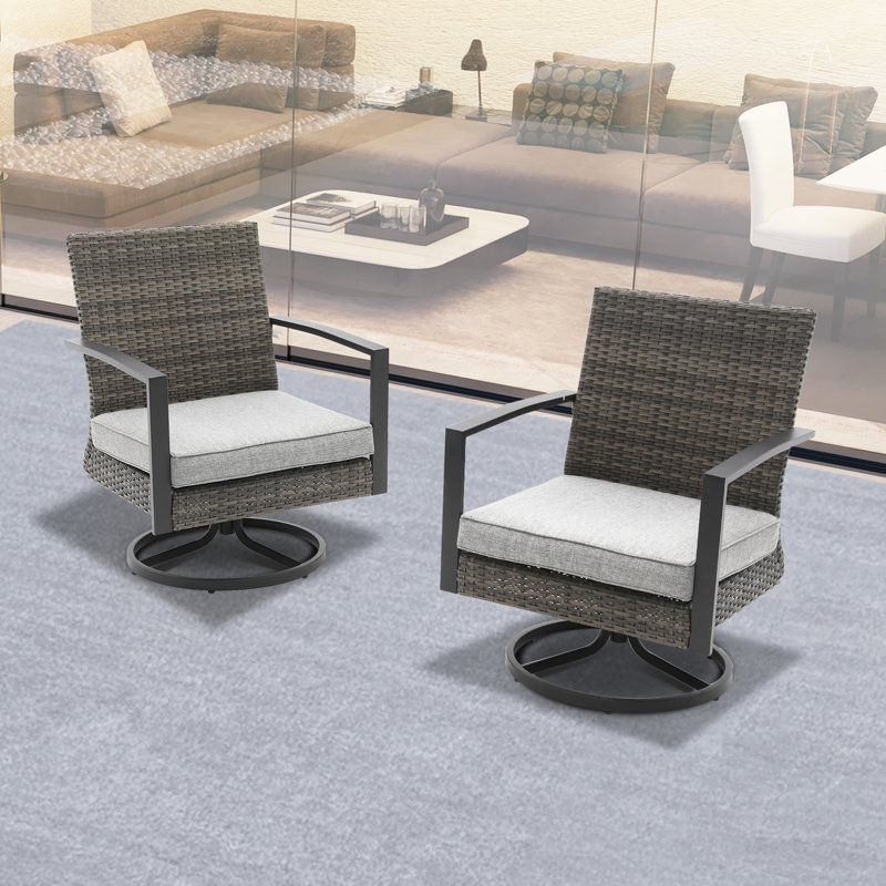Chaises longues pivotantes avec coussins Shaylor, Gris