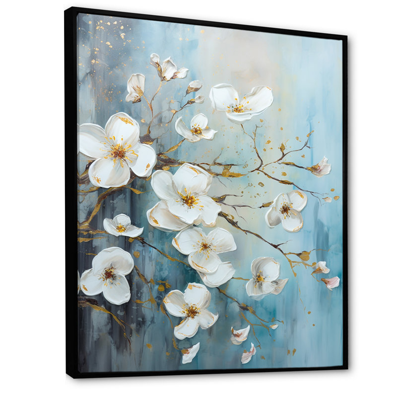 Reproduction d'art sur toile Dogwood S Flowers Field Delight I, Cadre flottant noir, H 32 po x l 24 po