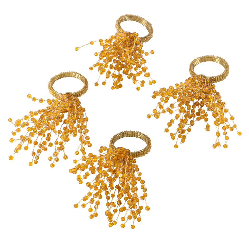 Beaded Design Napkin Ring, Gold