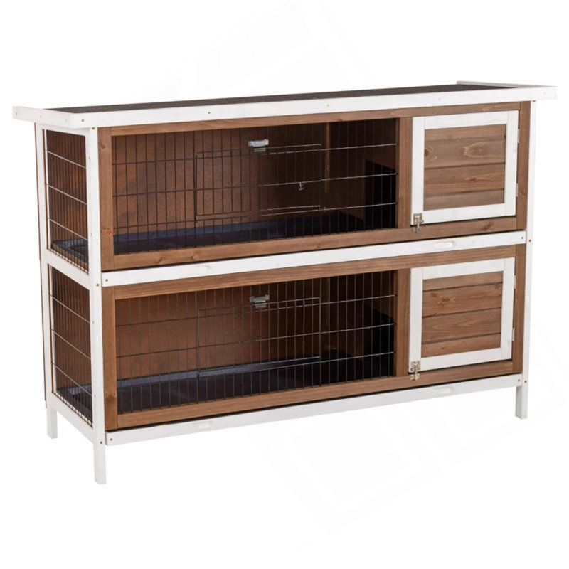 Spacious Pet House,2-Storey Large Rabbit Hutch, Brown