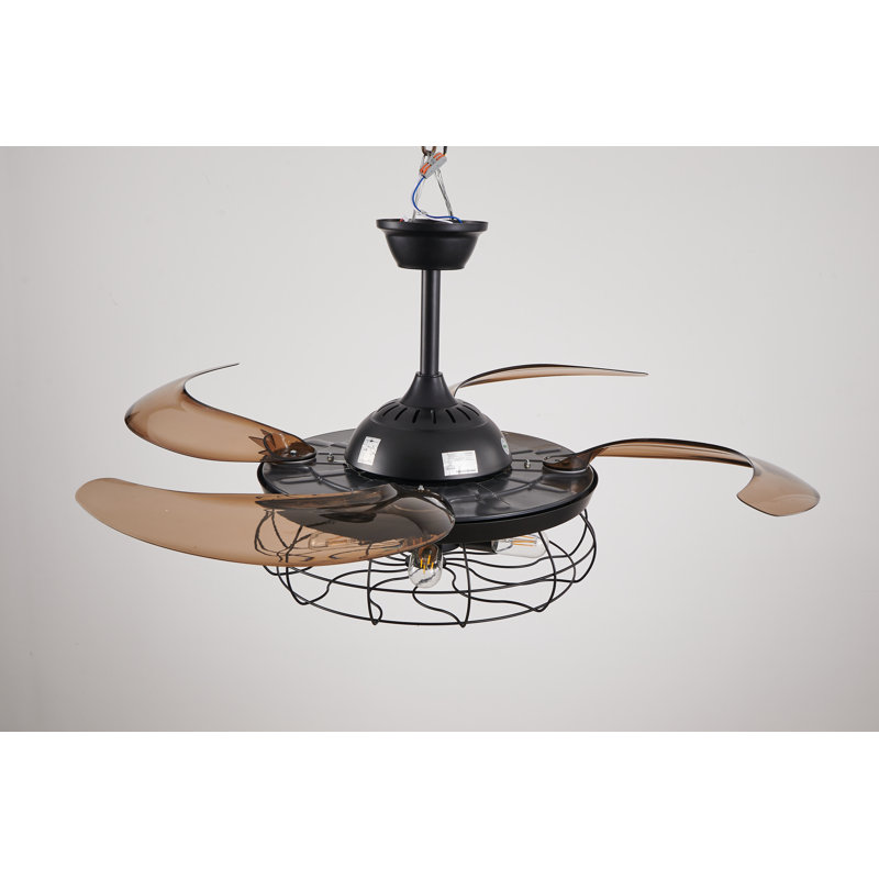 48-Inch Modern Black Ceiling Fan With Light And Remote Control (Bulb Not Included)