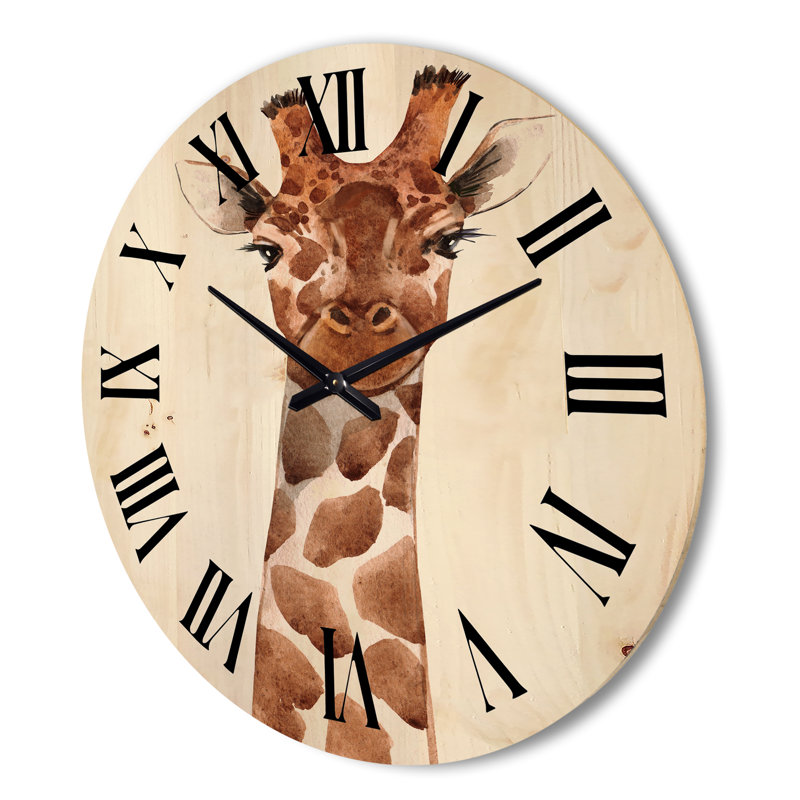 Portrait d'une horloge murale en bois Girafe X, Grand