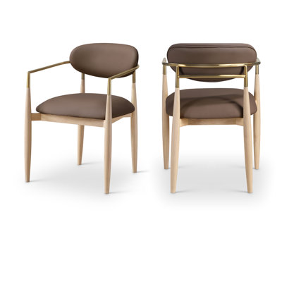 Eligah Vegan Leather Upholstered Dining Arm Chair by Corrigan Studio