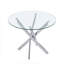 Round Dining Table, 35.5" Glass Dining Table with Silver Legs, Modern Kitchen Table for Home Kitchen, Dining Room