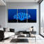 Ensemble de 3 impressions sur toile bleu corail sur fond océan foncé-469464556