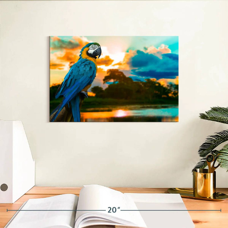 Macaw At Sunset, 8" H x 12" W