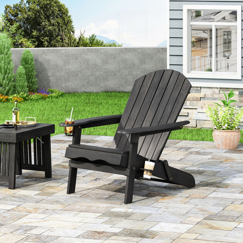 Outdoor Wood Adirondack Chair, Dark Gray