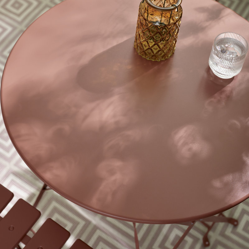 Laster Garden Dining Table Set With 2 Matching Dining Chairs - Patio Bistro Set for Modern Garden, Pink