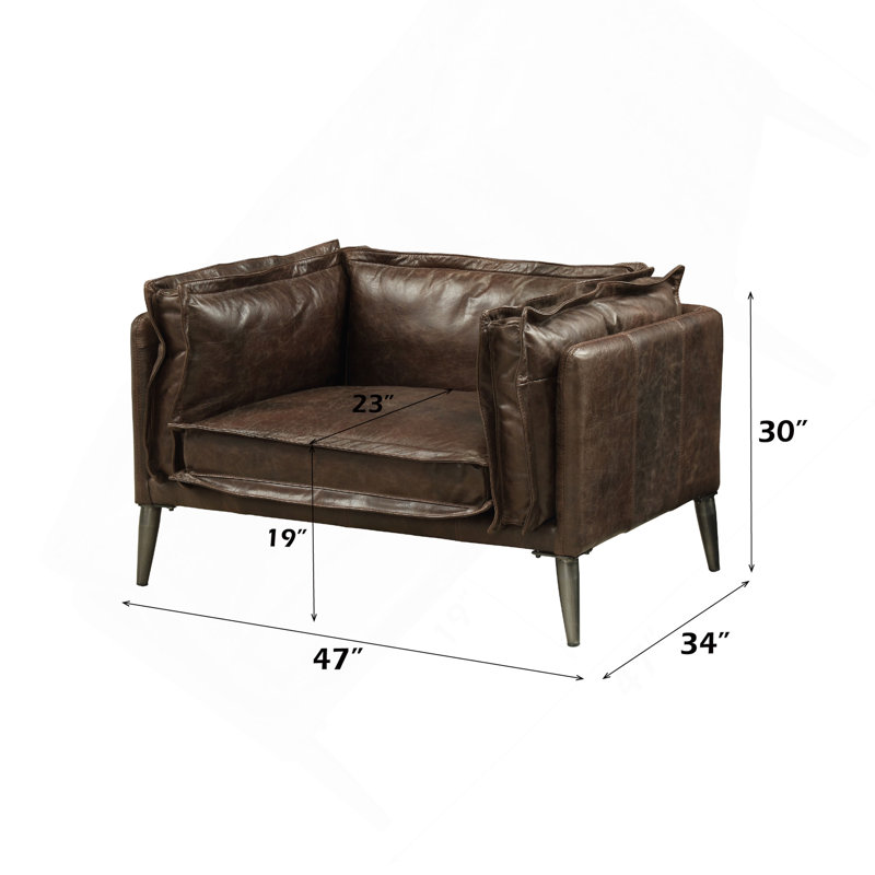 Fauteuil en cuir vieilli avec dessus chocolat vieilli