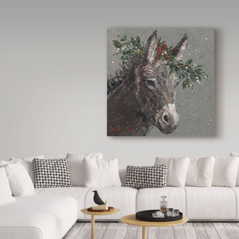 «Mary Beth the Christmas Donkey», reproduction d'art sur toile tendue, H 14 po x l 14 po x P 2 po