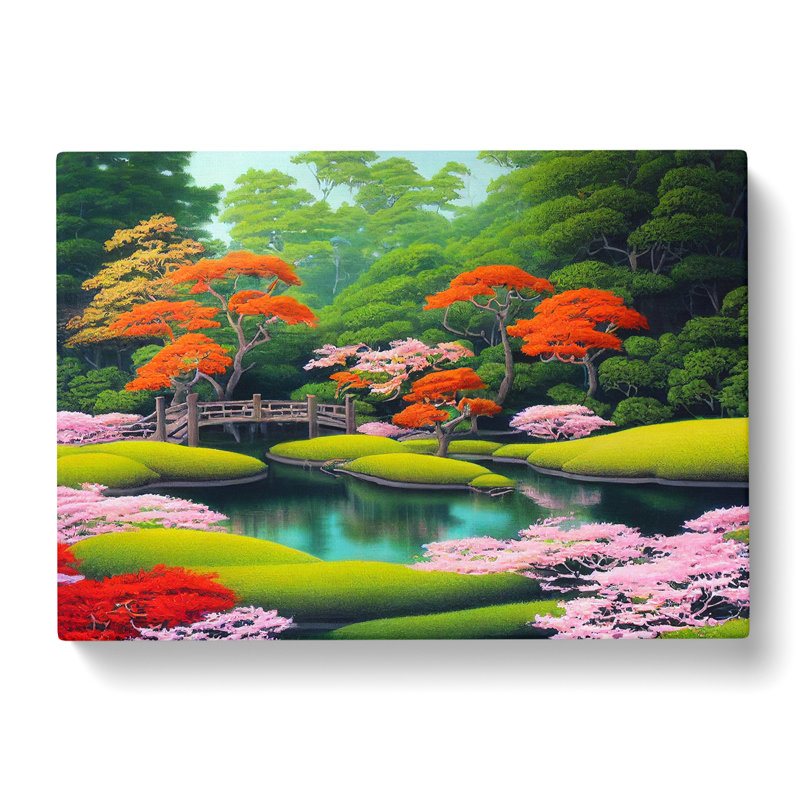Japanese Garden Pond - Wrapped Canvas Print, 50cm H x 76cm W x 3cm D