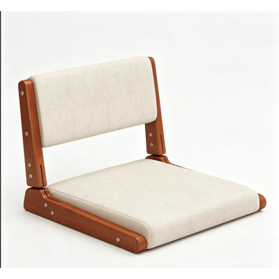 Chaise de plancher japonaise avec support pour le dos, chaise de méditation pliable avec coussin pour le salon, la chambre et la baie vitrée, noyer