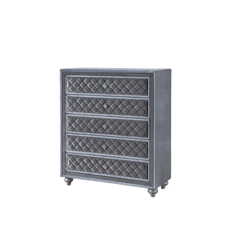 Commode rembourrée 5 tiroirs 1 pièce Glam