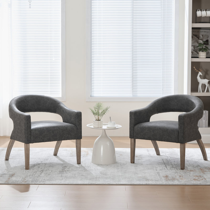 Chaise d'appoint rembourrée moderne l 26,2 po, ensemble de 2 fauteuils, Gris