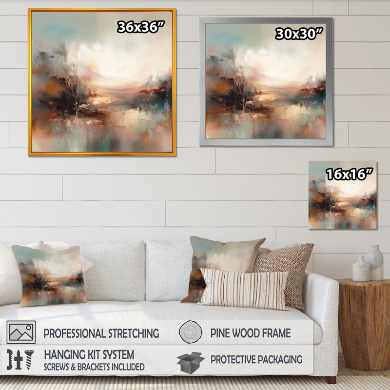 «Brown Abstracted Nature I», art mural abstrait, H 30 po x l 30 po, Toile tendue