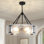 Lustre cylindrique moderne à 4 lumières avec abat-jour en verre 22,05 po