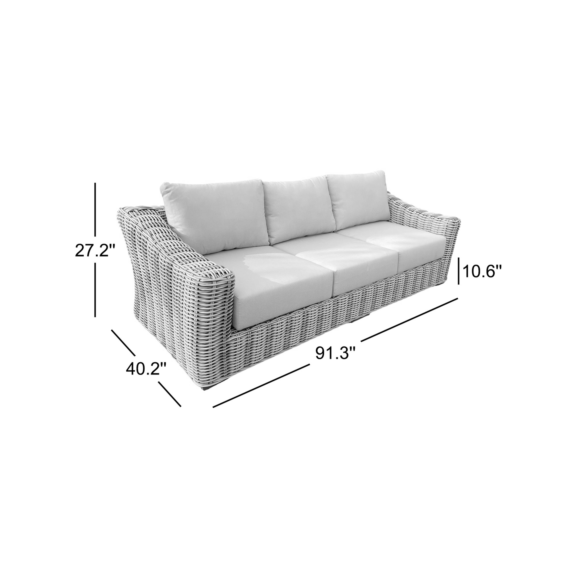 Sommer 91.3'' Wide Straight Wicker Patio Sofa with Cushions, Blue