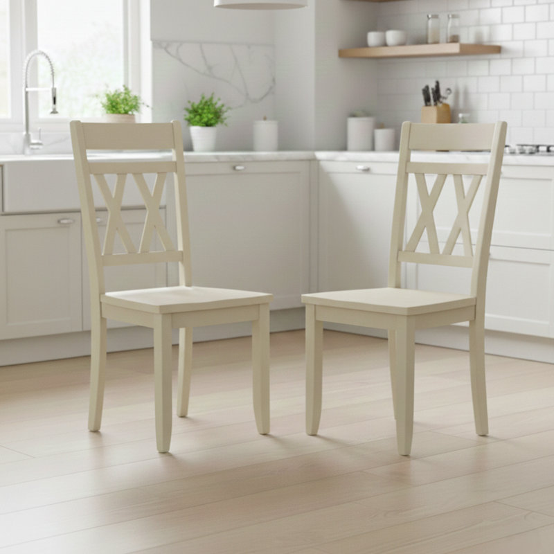 Chaise de salle à manger en bois massif Savannah, Blanc