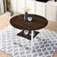 Arrangement de salle à manger rond - chaises élégantes, rangement pratique sur table élégante et 4 accents en bois blanc foncé