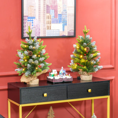 60cm H Lighted Artificial Pine Christmas Tree